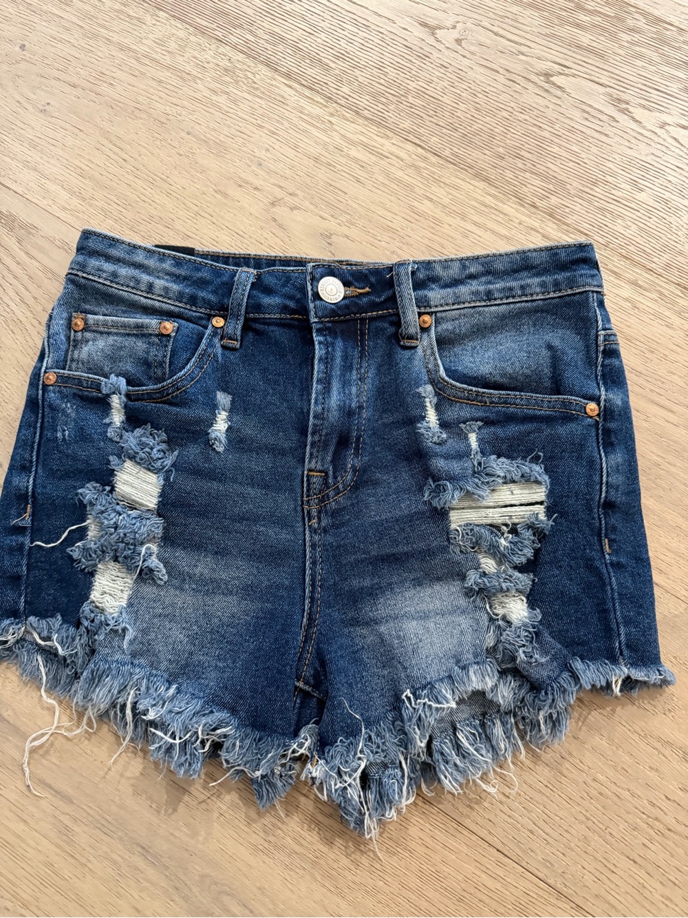 Almost Famous Dark Blue Distressed Denim Shorts
